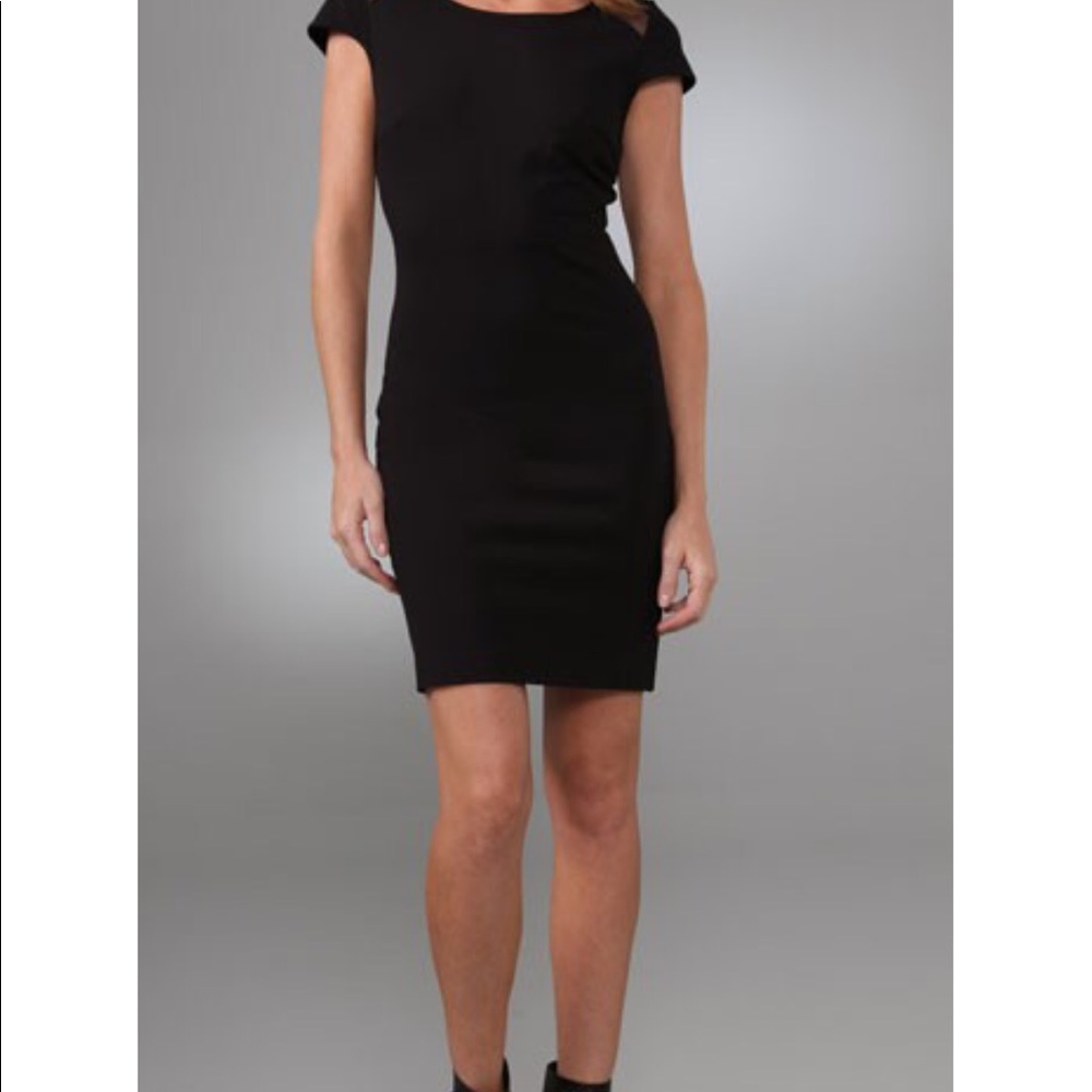 Black Bodycon Mini Dress with Mesh Back Cutouts - Picture 3 of 8